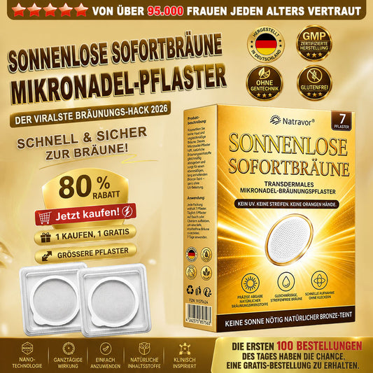 ⭐ 𝗡𝗮𝘁𝗿𝗮𝘃𝗼𝗿® Mikronadel-Bräunungspflaster: Natürlicher Bronze-Glow ohne UV & DHA