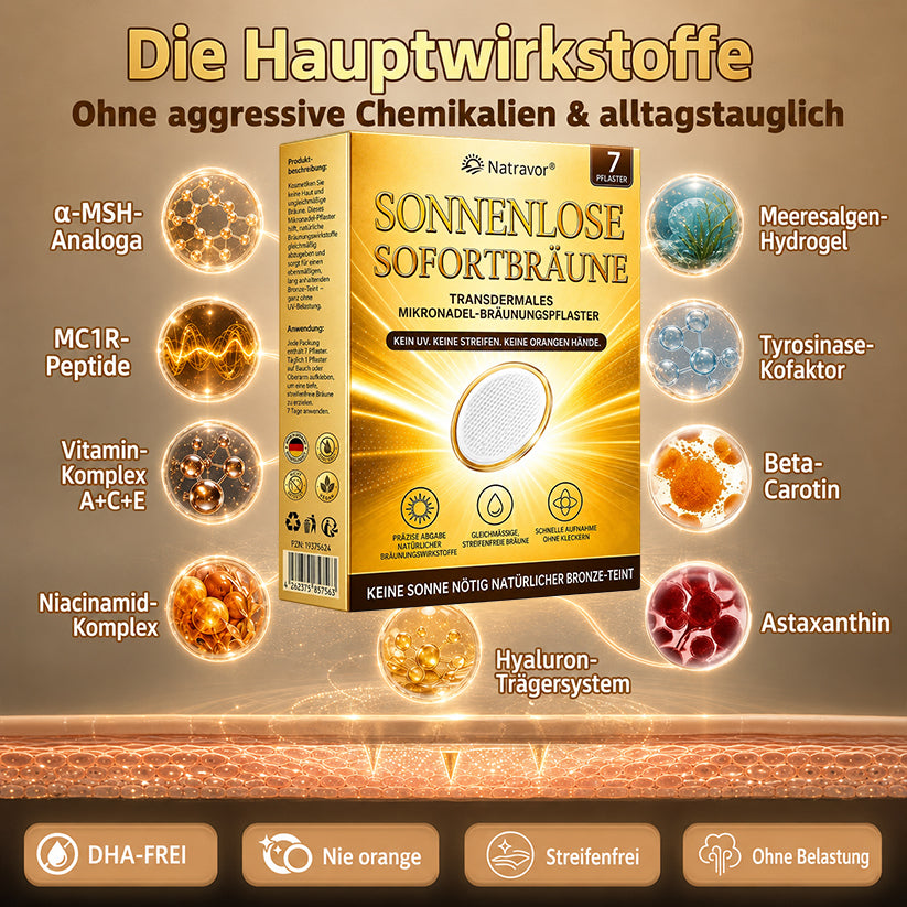 ⭐ 𝗡𝗮𝘁𝗿𝗮𝘃𝗼𝗿® Mikronadel-Bräunungspflaster: Natürlicher Bronze-Glow ohne UV & DHA