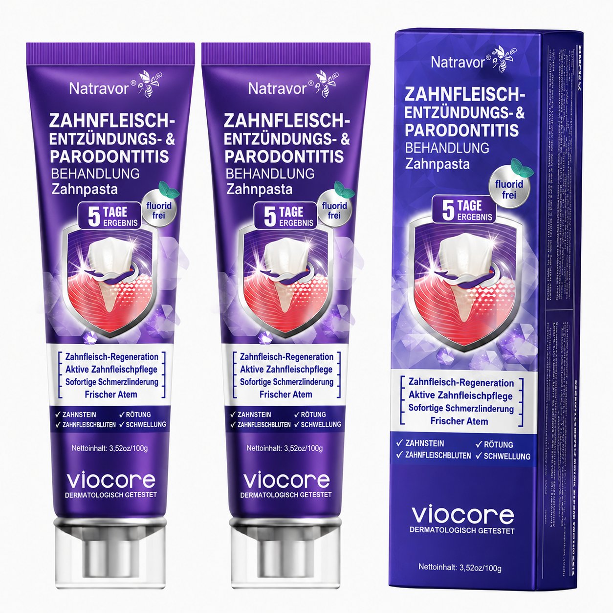🇩🇪 𝐍𝐚𝐭𝐫𝐚𝐯𝐨𝐫® VioCore Zahnpasta zur Behandlung von Zahnfleischentzündungen und Parodontitis mit Bienengift